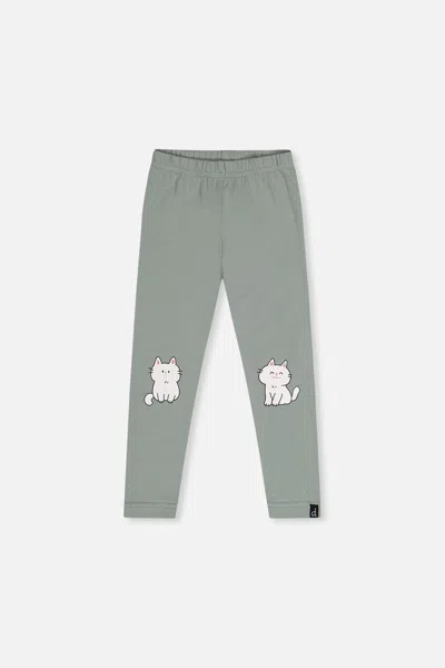 Deux Par Deux Kids' Organic Cotton Leggings Sage Green In Gray