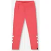 Deux Par Deux Organic Cotton Leggings With Apples In Red