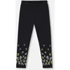 Deux Par Deux Organic Cotton Leggings With Hearts In Black