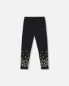 Deux Par Deux Organic Cotton Leggings With Hearts In Black