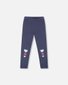 Deux Par Deux Kids'  Organic Cotton Leggings With Hearts In Black
