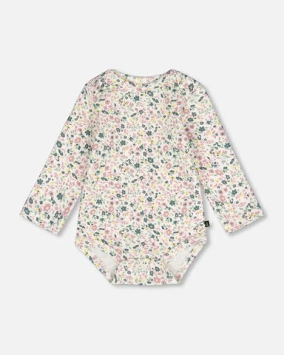 Deux Par Deux Babies'  Organic Cotton Long Sleeve Romper In Green