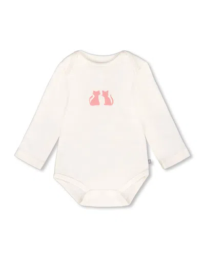 Deux Par Deux Kids' Organic Cotton Long Sleeve Romper Off-white Floral In Neutral