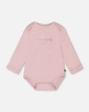 Deux Par Deux Organic Cotton Long Sleeve Romper In Pink
