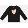 Deux Par Deux Organic Cotton Long Sleeve T-shirt With Heart In Black