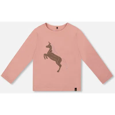 DEUX PAR DEUX DEUX PAR DEUX ORGANIC COTTON LONG SLEEVE T-SHIRT WITH SEQUIN UNICORN