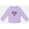 Deux Par Deux Kids'  Organic Cotton Long Sleeve T-shirt With Sequin Unicorn In Purple