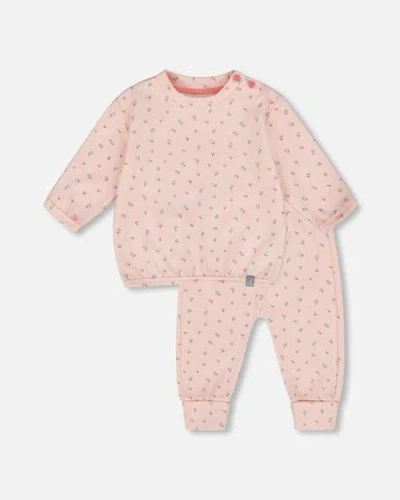 Deux Par Deux Babies'  Organic Cotton Pant With Top Set In Pink
