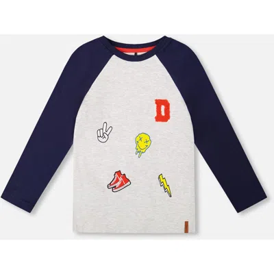 Deux Par Deux Kids'  Organic Cotton Raglan Sleeve Tee Shirt In White