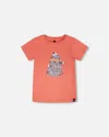Deux Par Deux Organic Cotton Sailor Graphic Short Sleeve T-shirt In Orange