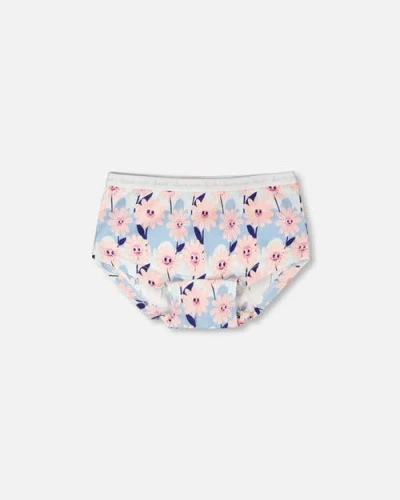 Deux Par Deux Kids'  Organic Cotton Smiling Flower Boyshort Panty In Multi