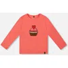 Deux Par Deux Organic Cotton T-shirt With Cupcake In Red