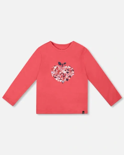 Deux Par Deux Kids'  Organic Cotton T-shirt With Mini Apples In Pink