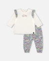 Deux Par Deux Organic Cotton Top And Muslin Pants Set In White