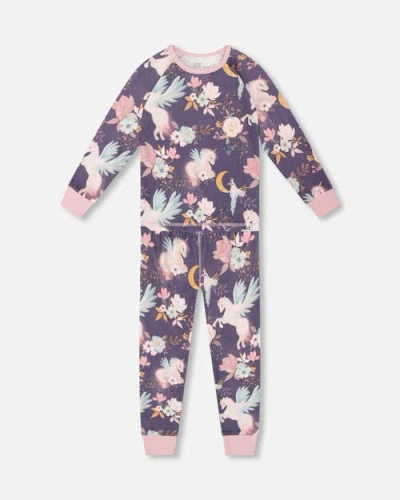 Deux Par Deux Kids'  Organic Cotton Two-piece Pajamas In Blue