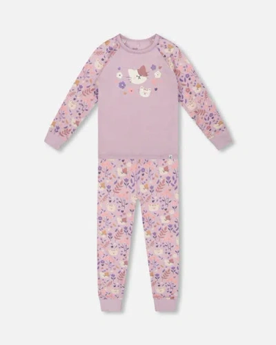 Deux Par Deux Kids'  Organic Cotton Two-piece Pajamas Cat In Multi