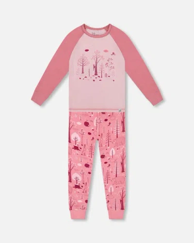 Deux Par Deux Kids'  Organic Cotton Two-piece Pajamas In Pink