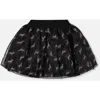 Deux Par Deux Organza And Mesh Skirt With Unicorn In Black