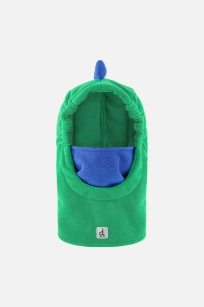 Deux Par Deux Babies'  Oversized Dino Polar Fleece Ski Helmet Balaclava In Green