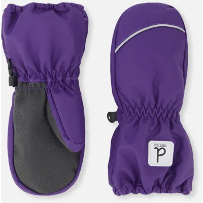 Deux Par Deux Kids'  Palm Winter Play Waterproof Rubberized Mittens In Purple