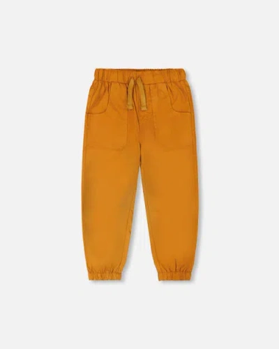 Deux Par Deux Kids'  Parachute Jogger With Patch Pockets In Brown