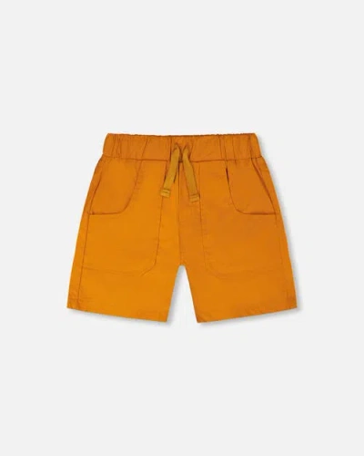 Deux Par Deux Boys' Parachute Shorts With Patch Pockets - Little Kid In Orange