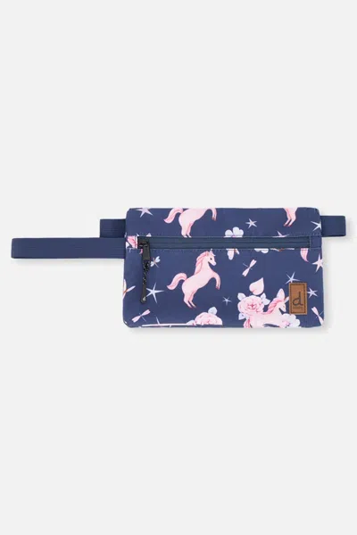 Deux Par Deux Kids' Pencil Case Navy Unicorn Print In Blue