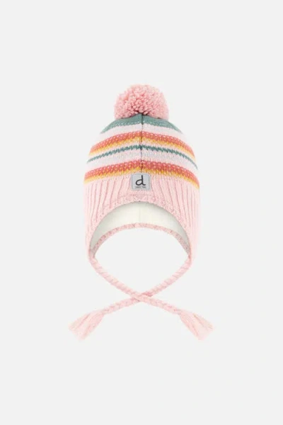 Deux Par Deux Babies'  Peruvian Jacquard Fleece-lined Earflap Knit Hat With Pompom In Pink