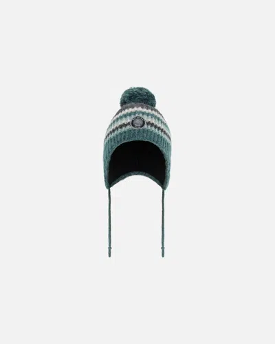 Deux Par Deux Kids' Peruvian Knit Hat Gradient Green
