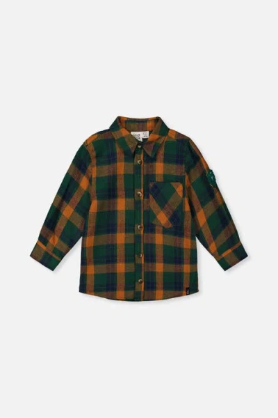 Deux Par Deux Babies'  Plaid Button Front Collared Shirt In Multi