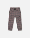 Deux Par Deux Plaid Cargo Pant In Burgundy