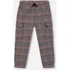 Deux Par Deux Plaid Cargo Pant In Gold