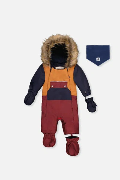 Deux Par Deux Babies'  Play Car Seat Fleece Neckwarmer One Piece Snowsuit In Multi