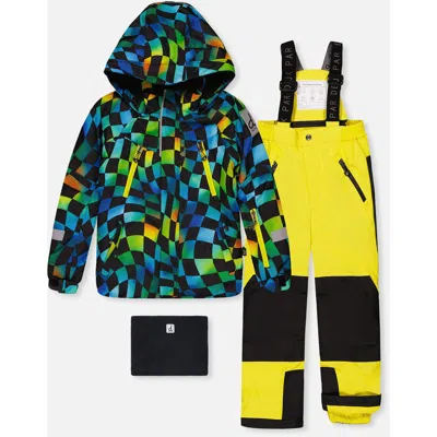 Deux Par Deux Kids'  Play Checkerboard Jacket & Reinforced Pants Two Piece Snowsuit In Multi