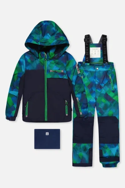 Deux Par Deux Kids'  Play Checkered Jacket & Reinforced Pants Two Piece Snowsuit In Black