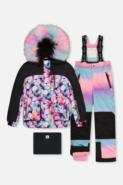 Deux Par Deux Kids'  Play Floral Jacket & Gradient Pants Two Piece Snowsuit In Multi