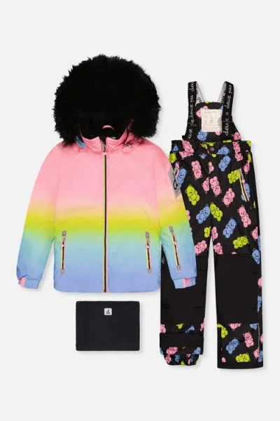 Deux Par Deux Kids'  Play Gradient Jacket & Gummy Bear Pants Two Piece Snowsuit In Multi