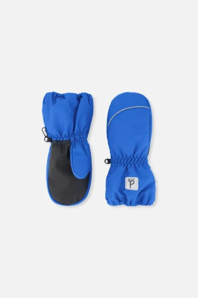 Deux Par Deux Babies'  Play Rubberized Waterproof Palm Winter Mittens In Blue