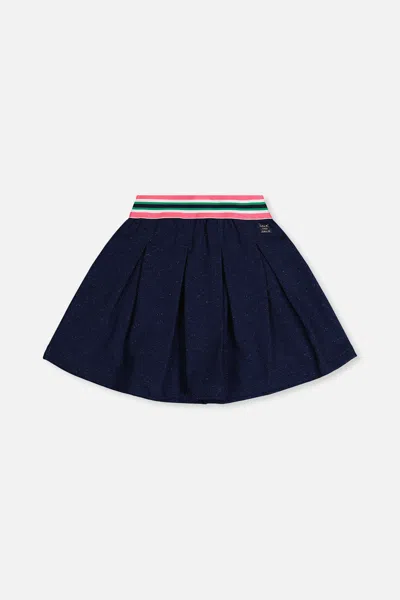 Deux Par Deux Kids' Pleated French Terry Skirt Navy Blue Denim