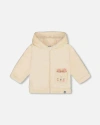 Deux Par Deux Plush Hooded Jacket In Neutral