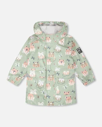 Deux Par Deux Kids'  Polyurethane Frog Rain Jacket In Brown