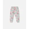 Deux Par Deux Girl's Shiny French Terry Sweatpants Gray Mix Printed Unicorn In Printed Angel Unicorns
