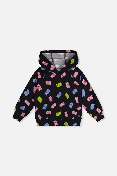 Deux Par Deux Kids' Printed Hoodie Black Printed Gummy Bears