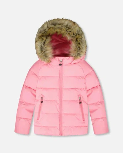 Deux Par Deux Kids'  Puffy Winter Jacket In Pink