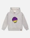 Deux Par Deux Pullover Fleece Hooded Sweatshirt In Gray