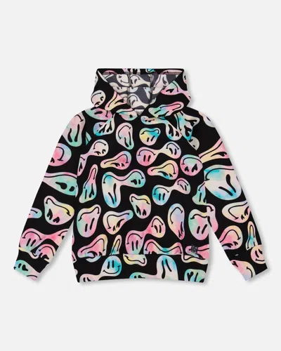 DEUX PAR DEUX PULLOVER FLEECE HOODIE SMILEY FACE GIRL