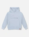 Deux Par Deux Kids'  Pullover Hooded Fleece Sweatshirt With Zip Pocket In Blue