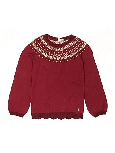Pre-owned Deux Par Deux Kids' Pullover Sweater In Burgundy