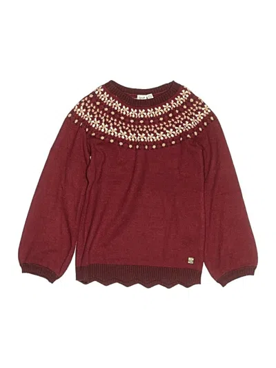 Pre-owned Deux Par Deux Kids' Pullover Sweater In Burgundy