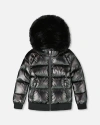 Deux Par Deux Quilted Bomber-style Winter Coat In Black